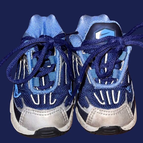 Nike Air (3c) Boys 0-24 Months Blue/SIlver Size 3 - Picture 2 of 5